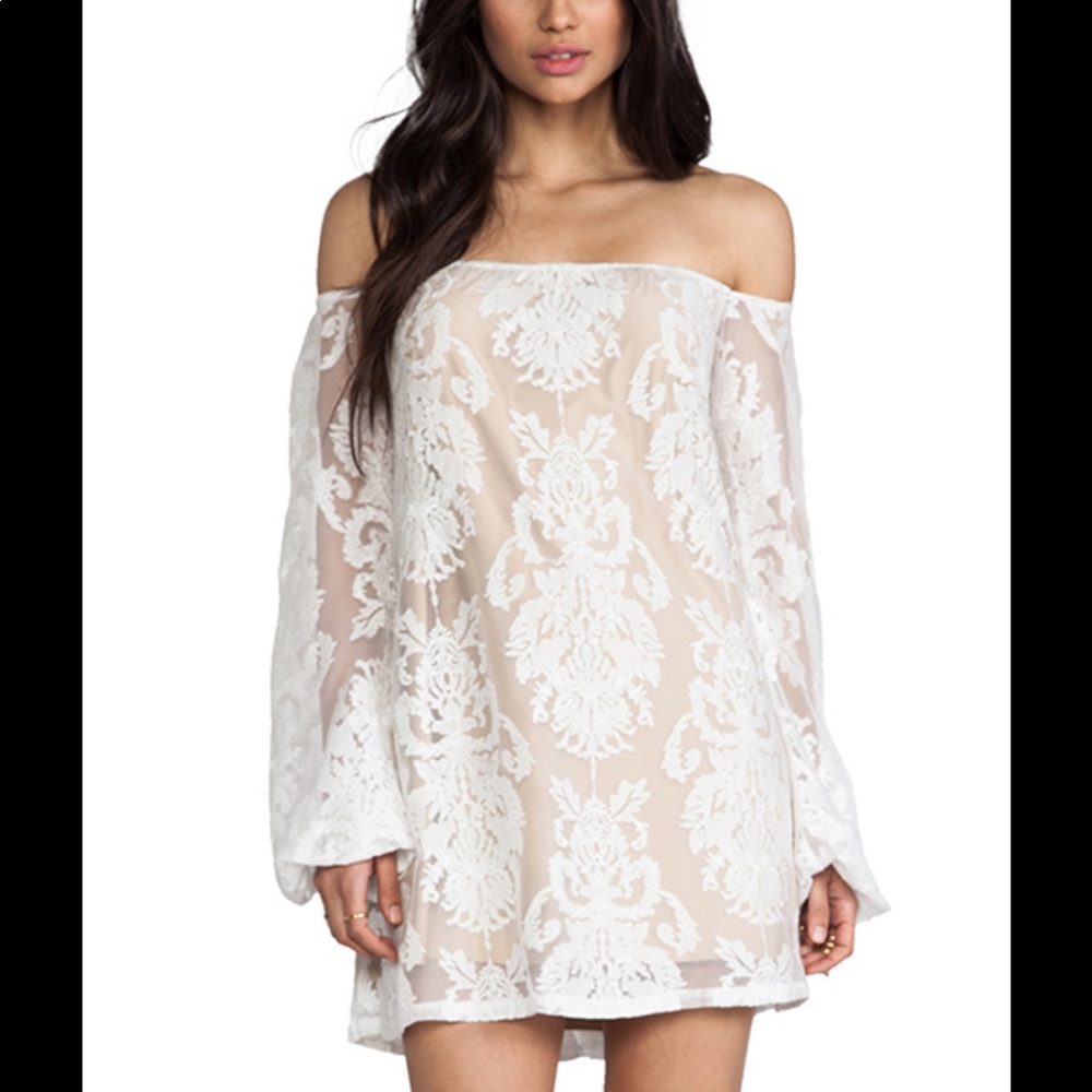 For love & lemons precioso white offshoulder dress
